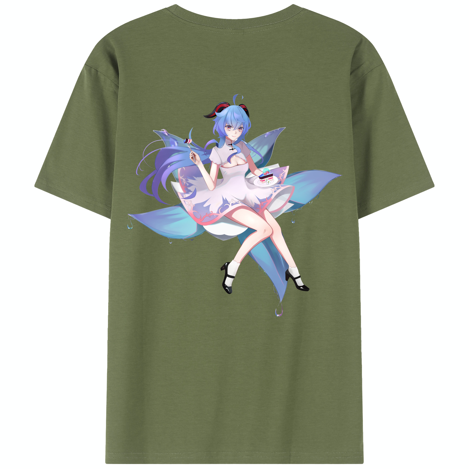 げんし神 甘雨 かんう genshin Ganyu 綿100％半袖Tシャツ（背面プリント）